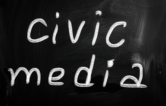 social media concept - text on a blackboard.
