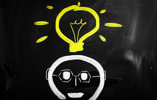 "idea" handwritten with white chalk on a blackboard