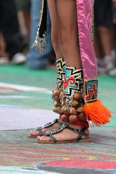 Decorated feet of an American Indian native.