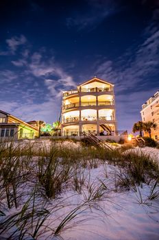 night scenes at the florida beach with super moon brightness