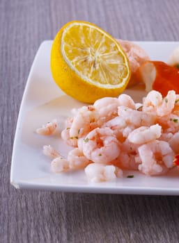 Close up of a shrimp over a white plate