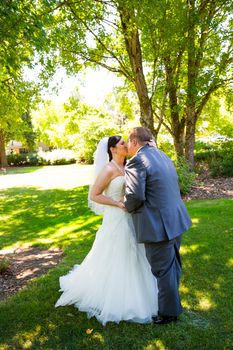 This bride and groom chose to see each other before their wedding ceremony, this type of moment is usually called a first look.