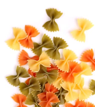 background of the farfalle pasta three colors.