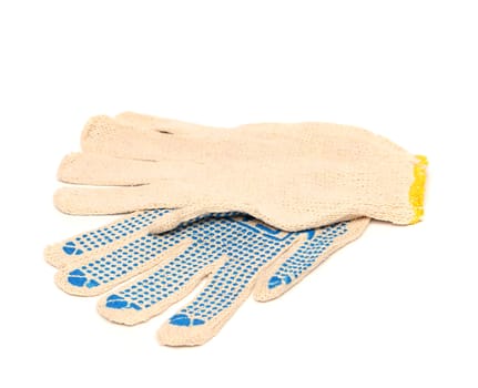 Protective gloves, isolated on a white. Outside. Inside.