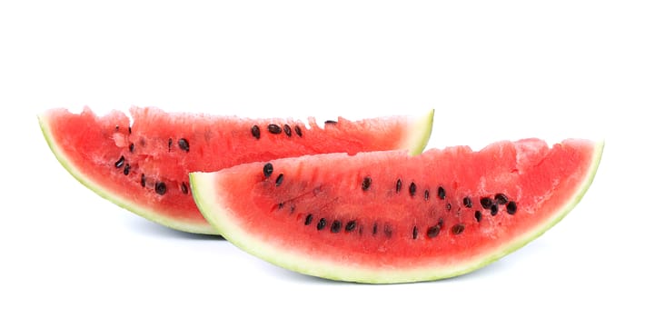 Slices of watermelon on a white background