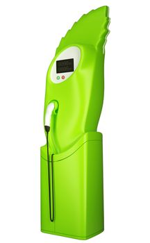 Green transportation: charging station isolated on white 