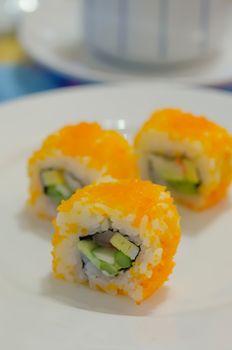 close up California Maki Sushi  on dish