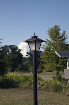 Old style lamp post in rural area
