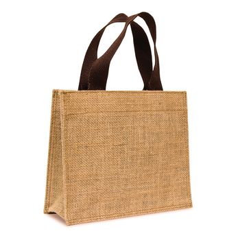 Shopping bag made out of sack on white background