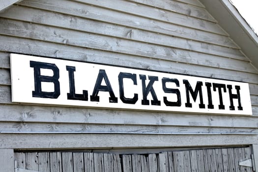 Exterior view of a blacksmith shop.