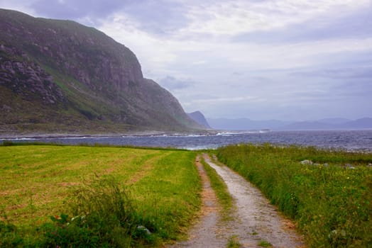 The landscape surrounding Alnes lighthouse in Norway