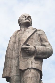 Monument to Lenin on the waterfront of the city of Dubna. Russia