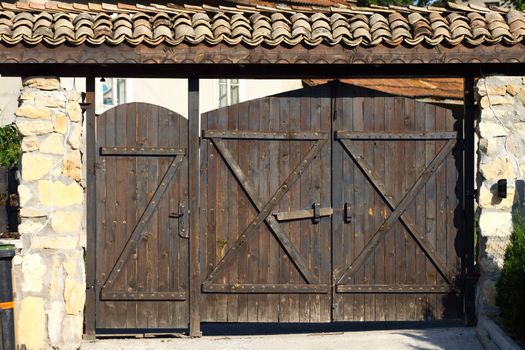 old-fashioned large wooden gate