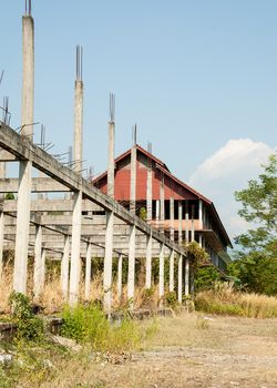 unfinished apartments and only remaining structure.