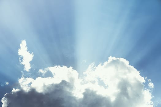 sun burst, surreal sun rays with cloud
