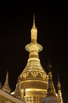 Shwedagon pagoda in Yangon, Burma (Myanmar) at night