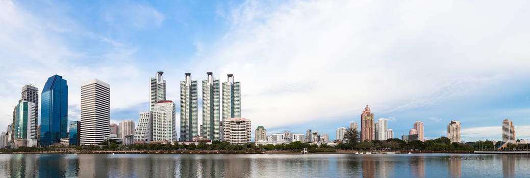 business buildings area and office, cityscape panorama at twillight