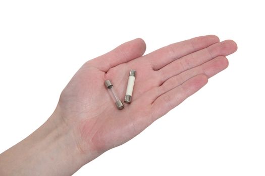 Female hand with two fuses