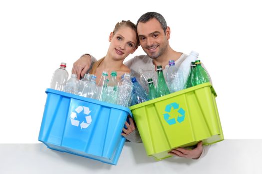 couple waste sorting