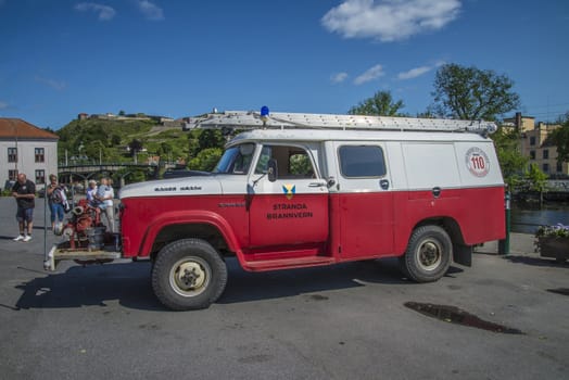 The image is shot at the fish market in Halden, Norway and shows an old Fargo 300.