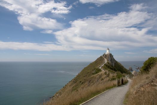 Pathway leading up to the lighthouse on Nugget Point, Otgao, New Zealand