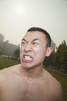 Athletic Man Growling
