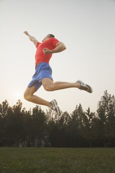 Muscular Man Jumping