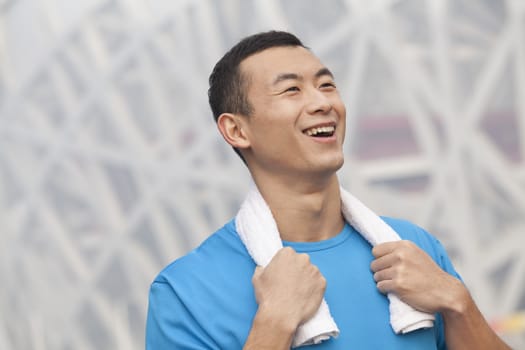 Portrait of young athletic man in Beijing