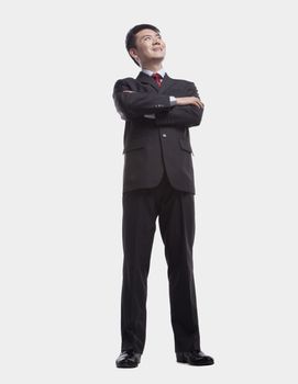 Businessman Looking Up, Full Length