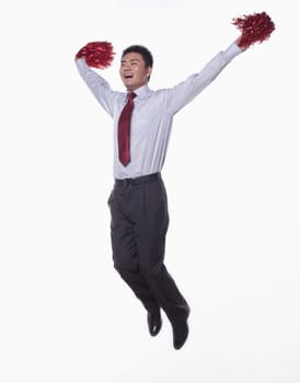 Businessman Jumping and Cheering