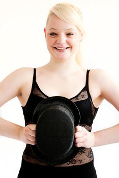 female ballet dancer isolated on white background