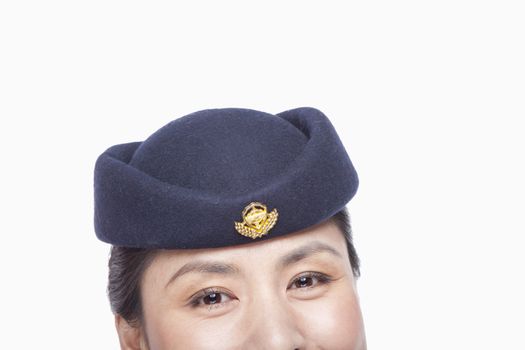 Headshot of Air Stewardess, Top half of face