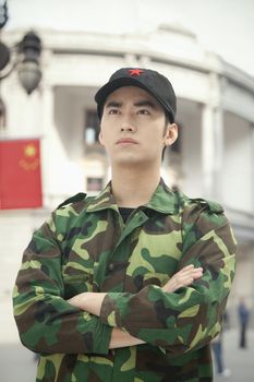Portrait of Solider, China, Studio Shot