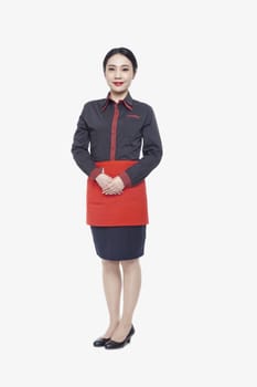 Young waitress, portrait, studio shot