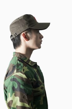 Profile of Solider, China, Studio Shot