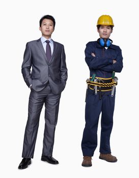 Businessman and construction worker