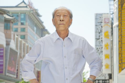 Portrait of senior man outdoors in Beijing