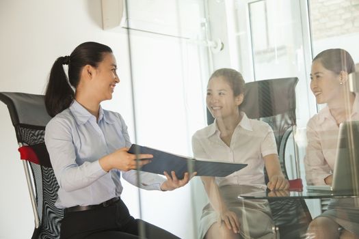 Businesswomen working on the project