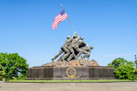 WASHINGTON DC - CIRCA MAY 2013: The Marine Corps War Memorial circa May 2013 in Wash DC, USA. Also called the Iwo Jima Memorial is dedicated to all personnel of United States Marine Corps who have died in defense of their country since 1775.