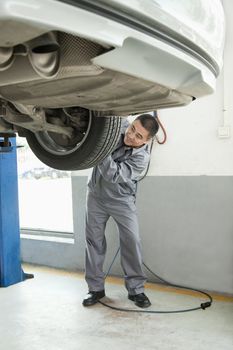 Mechanic Adjusting Tire