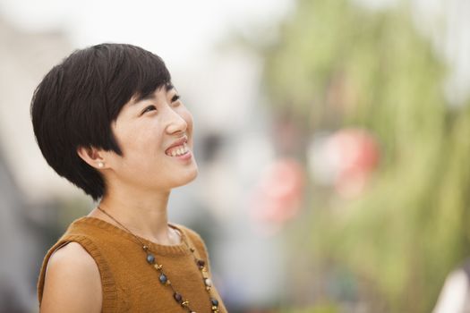 Portrait of Young Woman in Nanluoguxiang, Beijing, China