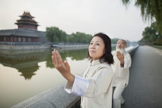 Two Chinese People Practicing Tai Ji