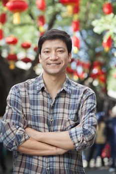 Portrait of Mid Adult Man in Nanluoguxiang, Beijing