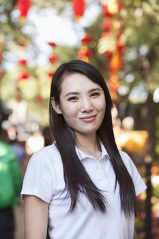 Smiling Young Woman In Nanluoguxiang, Beijing