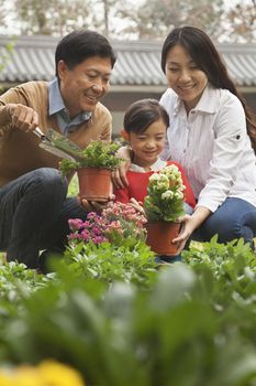 Happy family in garden