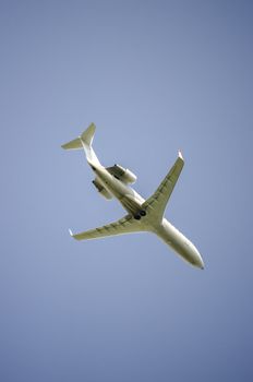 Bottom view of lending airplane.