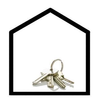 Hand drawn shape of a house with keys lying in it.