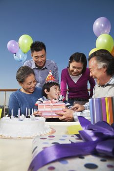 Birthday part, multi-generation family