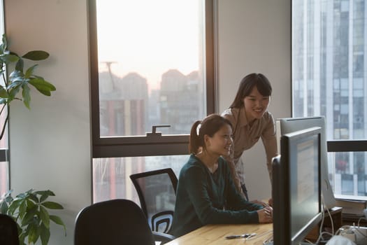 Two Businesswomen Working Together in the Office