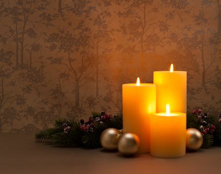 Advent Christmas wreath in front of dark moody background
